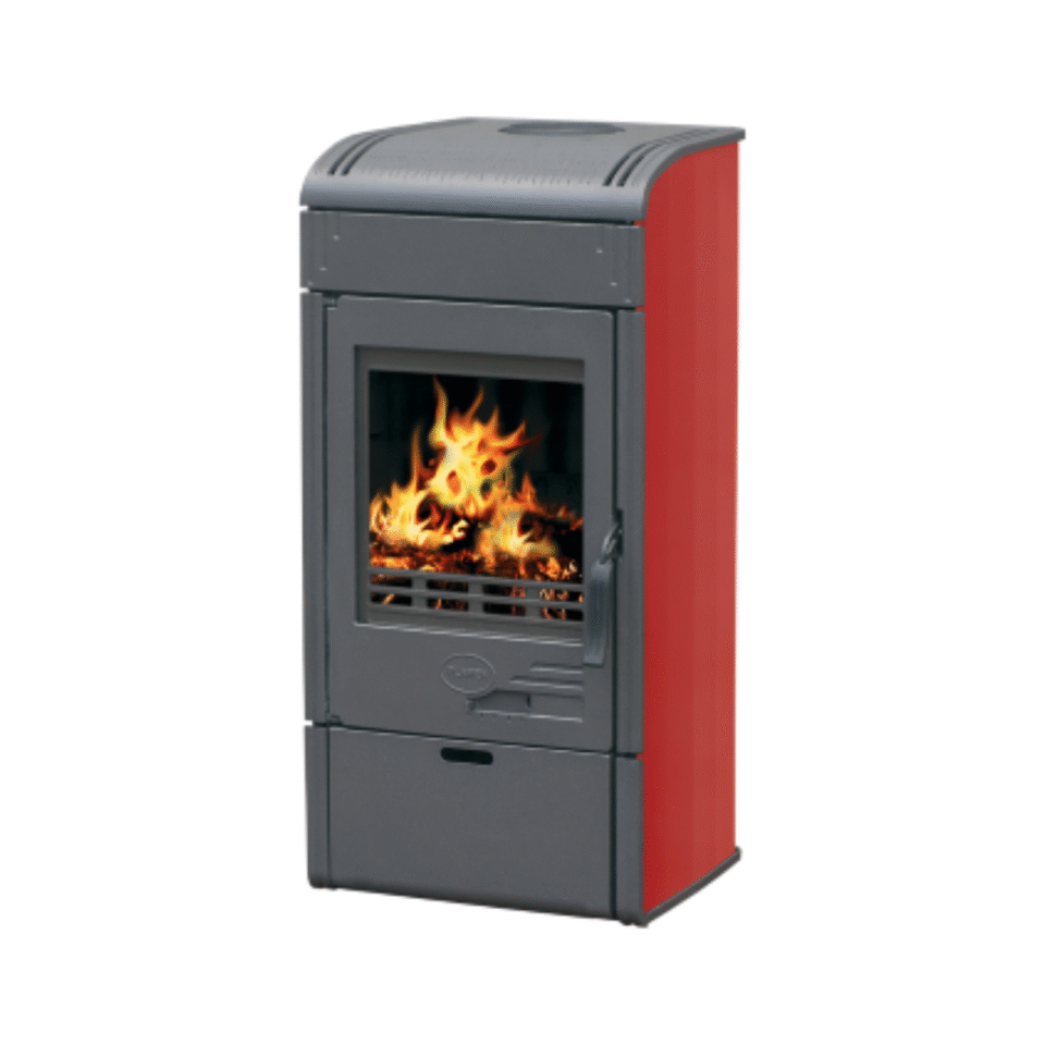 Plamen Vesta Crvena – Peć na drva sa ostakljenim vratima (9 kW)